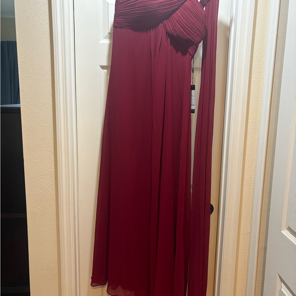 Ever Pretty Red Asymmetrical Ruched Gown One Shoulder